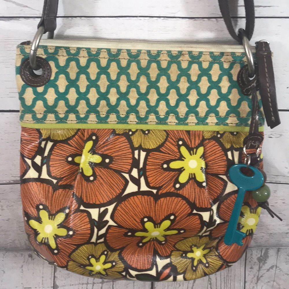 Fossil Vtg Key-Per Coated Canvas Crossover - image 2